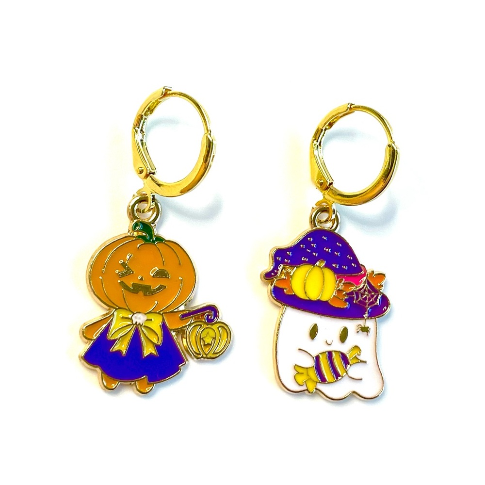 Festive Pumpkin and Ghost Kids Earrings